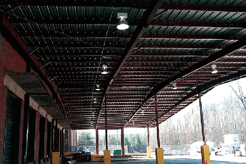 covered area for shipping and receiving building materials